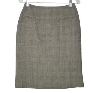 Herve Leger Glen Check Wool Blend Knee Length Skirt